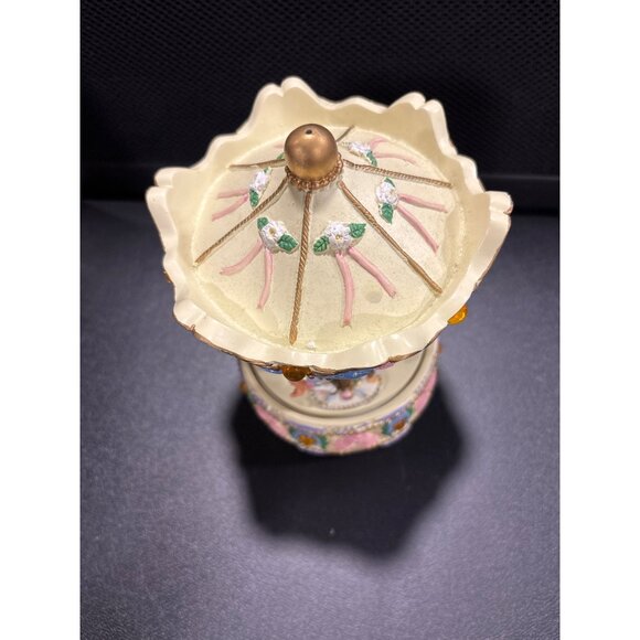 Vintage Musical Revolving Birthstone Carousel With Horses & Gem Accents November - Picture 9 of 14